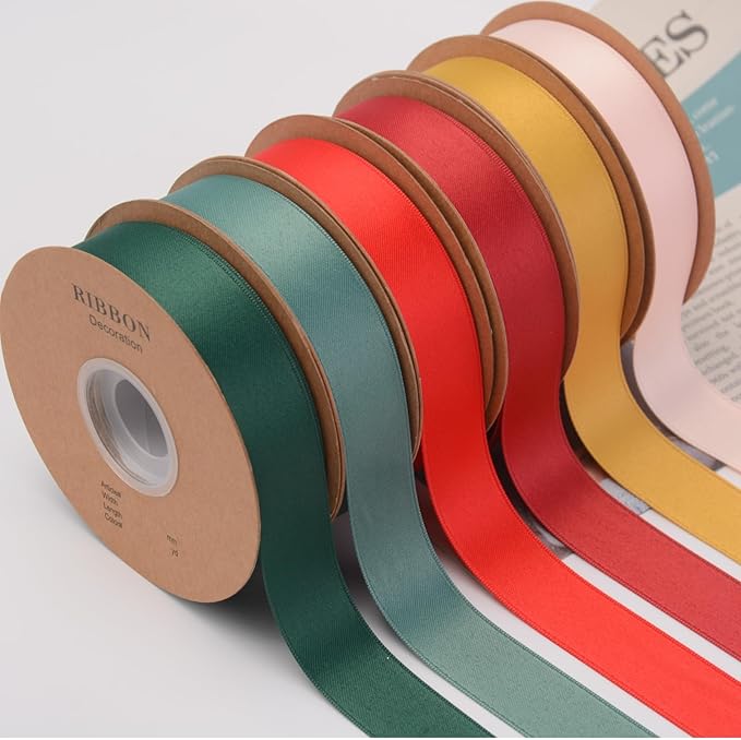 Double Side Satin Ribbon, Continuous 20 Yards,Use for Craft Bows Bouquet, Gift Wrapping, Wedding Decoration, Floral Arrangement (Burgandy, 1 inch)