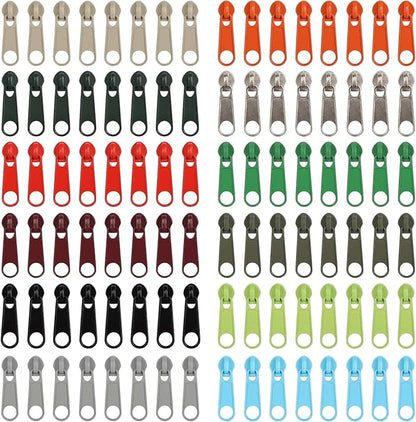 DOITEM 96Pcs Zipper Repair Kit - 12 Colors, 3# Zipper Pulls, Rescue Kit for Clothing, Jackets, Purses, Luggage, Backpacks