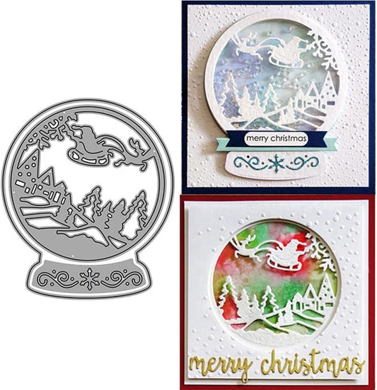 Mvchifay Cutting Dies Happy Birthday Metal Stencils Scrapbooking Tool DIY Emboss Paper Card Making (Christmas Snowball-12.2x10.3cm)