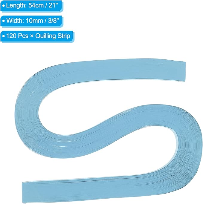 PATIKIL 120pcs Quilling Paper Strips Paper Flowers Quilling Kits 3/8"(10mm) Origami Paper for Adults Beginner Art Craft, 21"(54cm) Pastel Blue