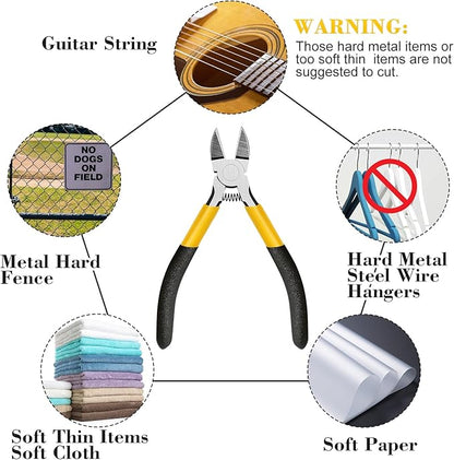 Lasnten 15 Pcs 5" Wire Cutters Precision Cutting Pliers Side Diagonal Cutters Small Wire Clippers Spring Loaded Flush Cut Snips with Nonslip Handle for DIY Jewelry Making Crafting Model Kits Zip Ties