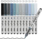 Grey Acrylic Paint Pens,12 Color Paint Pens Markers,Brush Tip Paint Pens for Rock Painting Wood Glass Ceramic Canvas Stone DIY Crafts Making Art Supplies