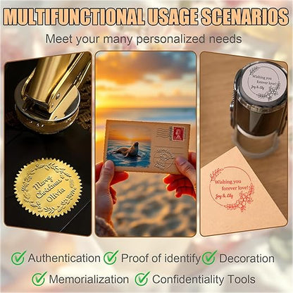 Personalized Book Embosser, Custom Embossing Machine with Metal Carving Molds for Book Lovers, Libraries, Wedding and Gifts