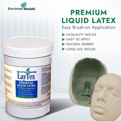 EnvironMolds Liquid Latex Mold Making Rubber, 16 oz. - Quality, Flexible, Detailed Reproductions - Easy Brush or Spray Application
