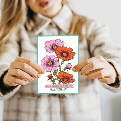 ORIGACH Realistic Cosmos Flower Layering Stencils Set for Card Making, Coreopsis Flower Stencil Template Silicone Stamps and Die Sets for Scrapbooking DIY Crafting