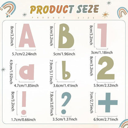221 Pcs Classroom Bulletin Board Letters Colorful Alphabet Cutouts Number and Punctuation Symbol Combo Letter Cutouts for Spring Summer Wall Chalkboard Poster Board Decor(Advanced Boho)