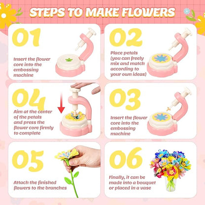 Fabric Flower Bouquets Toys - Arts & Crafts for Kids,Educational Toys for 4 5 6+ Year Old Girls,DIY Toddler Craft Kits for Girls Ages 4-6,Build Your Flower Bouquet, Ideas Birthday Gifts for Girl