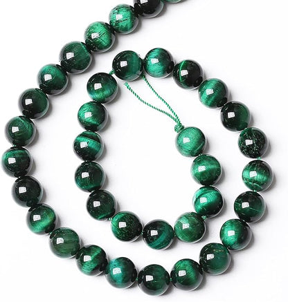 38PCS 10mm Top AAA Green Tiger Eye Beads Natural Stone Round Loose Beads for Jewelry Making DIY Bracelet,Necklace, Earrings 15" Inch
