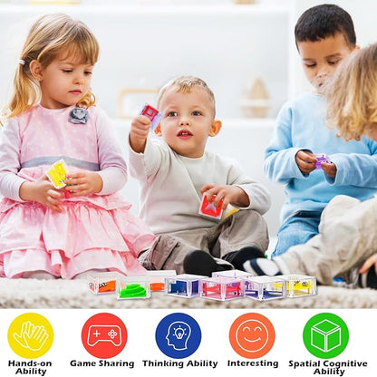 GOLDGE 24 Pcs Balance IQ Maze Game Toy Set - Mini 3D Brain Maze Puzzle Cubes in a Box. Fun Party Favor Games and Ideal Prizes for Kids and Adults (24 Pcs)