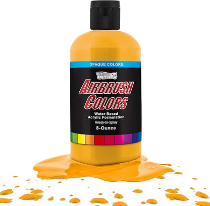 U.S. Art Supply Opaque Canary Yellow Acrylic Special Effects Airbrush Paint - 8oz Ready to Spray Air Brush Paint for Nails, Models, Fabric - Water-Based Air Brush Painting