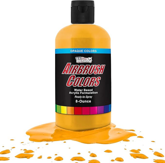 U.S. Art Supply Opaque Canary Yellow Acrylic Special Effects Airbrush Paint - 8oz Ready to Spray Air Brush Paint for Nails, Models, Fabric - Water-Based Air Brush Painting