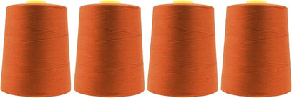 Mandala Crafts 4 Pack of Serger Threads Cones Spools - 20S/2 24000 Yards Polyester Burnt Orange Threads for Sergers Machine and Overlock Quilting Sewing Machine