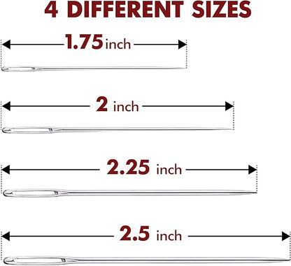 Large Eye Sharp Stitching Needles for Needlework 1.75-2.5 inches - 28 Embroidery Needles for Hand Sewing Variety Sizes in a Handy Storage Tube