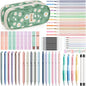 65PCS Aesthetic School Supplies with Cute Pencil Case, Pastel Highlighters Gel Pens Mechanical Pencils Set 0.5 0.7 & 2.0mm, Office Back to School Supplies College Essentials Kit Student Stationary Set