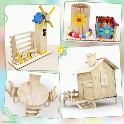 WISYOK 2000 Pcs Wooden Popsicle Sticks for Crafts, 4.5 Inch Craft Sticks for Creative Designs or DIY Craft, Home Art Projects