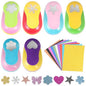 6 Pcs Colorful Craft Hole Punch with 10 Glitter Cardstock Papers, Decorative Scrapbook Paper Puncher Set, Different Shape Paper Hole Puncher Set for Office Supplies (6 Pcs- Different Shapes)