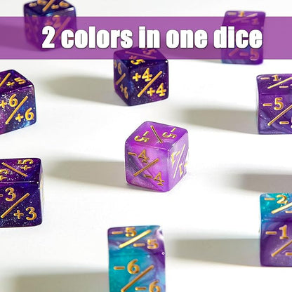 Sumind 48 Pcs Magic Life Counter Dice -1/+1 Counters Commander Buff Tokens 6 Sided Dice Loyalty Life Gifts Compatible with MTG CCG TCG Cards Gaming Accessory (Delicate Style)