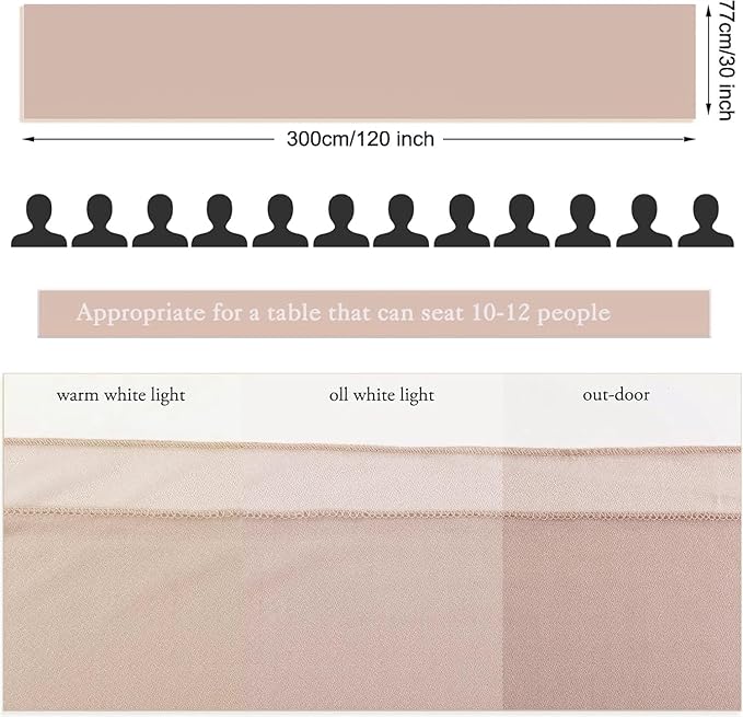 5 Packs Champagne Chiffon Table Runner 30 x 120 Inches Sheer Table Runner 10ft Romantic Chiffon Table Runner for Wedding Decor Birthday Party Bridal Baby Shower Decoration