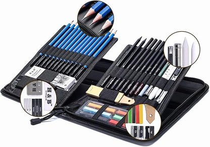 H & B 48 Professional Sketching Pencils and Drawing Kits, Including Sketching Pads, Graphite Pencils, Pencil Sharpener and Eraser, Artist's Art Supplies for Artists Beginner Adults