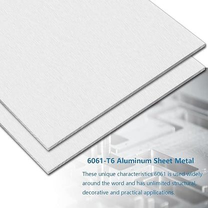 1/4Inch Thick Aluminum Sheets & Plates, 12” x 12”Heavy Duty Aluminum Plates with Protective Film, 6061 Flat Plain Panel Plate Solid Metal Sheet Plate for Crafting Structural Framing Base Plate