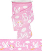 MEEDEE Pink Baby Ribbon for Baby Shower - 2.5 Inch Burlap Wired Ribbon for Diaper Cake, Welcome Home Baby Girl Shower Favors Gift Box Table Decor (10 Yards)