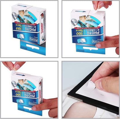durony 800 Pieces Photo Sticker White Double-Sided Self Adhesive Photo Tapes for Pictures DIY Photo Album Journal