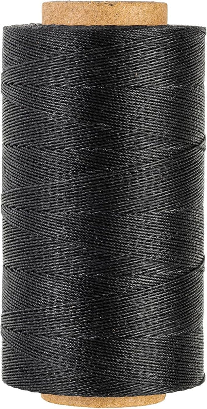 Sturdy Bonded Waxed Polyester Thread, 0.55mm, 437 Yards Wax String Cord - Black for Leather, Hand Sewing, Stitching, Beading, Bookbinding, Bracelets and Macrame Jewelry Making