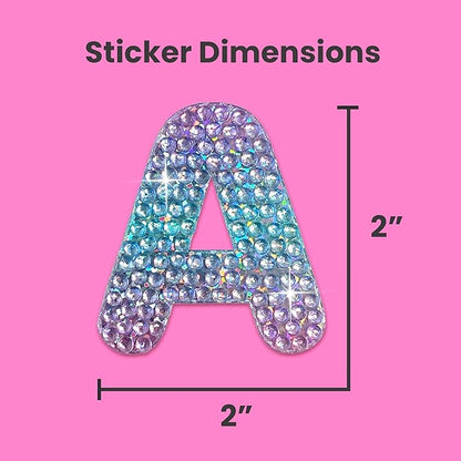 StickerBeans® Rhinestone Alphabet Letter Sticker A - Unique Sparkly Design 2” x 2” Cut-to-Shape Adhesive - Personalization, Collecting, Gifting, Scrapbooking, Decorating Laptops, Phone Cases, All Ages