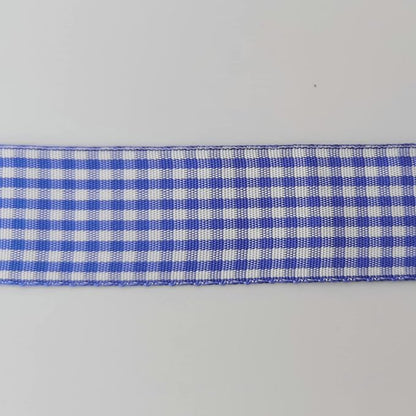 Blue and White Gingham Ribbon Plaid Ribbon 25 Yards Each Roll 100% Polyester (1", Blue)