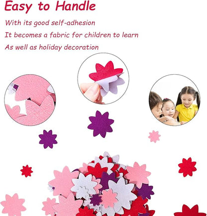 Flower Stickers, Felt Stickers for Kids, Felt Flowers for Crafts, Craft Supplies for Scrapbooking 120pcs 1" to 3" Size