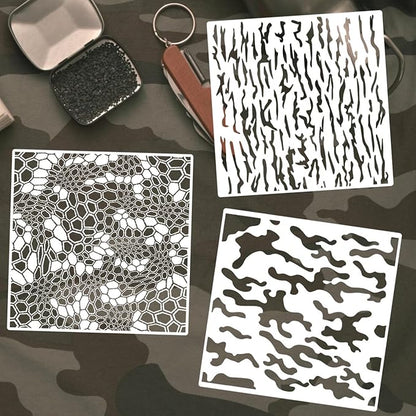 Camo Paint Stencils 12inch Camouflage Stencils Reusable Camo Stencil for Spray Paint Wood Canvas Paper Fabric Floor Wall Tile