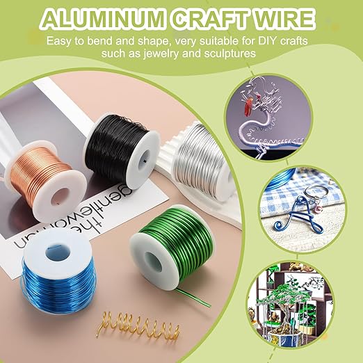 MECCANIXITY 12 Gauge Anodized Aluminum Craft Wire Bendable Bonsai Training Wire 98 Feet 2mm for Sculpting Crafts Wreath Floral Beading Jewelry Making, Green
