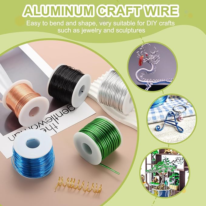 MECCANIXITY 18 Gauge Anodized Aluminum Craft Wire Bendable Bonsai Training Wire 492 Feet 1mm for Sculpting Crafts Wreath Floral Beading Jewelry Making, Blue