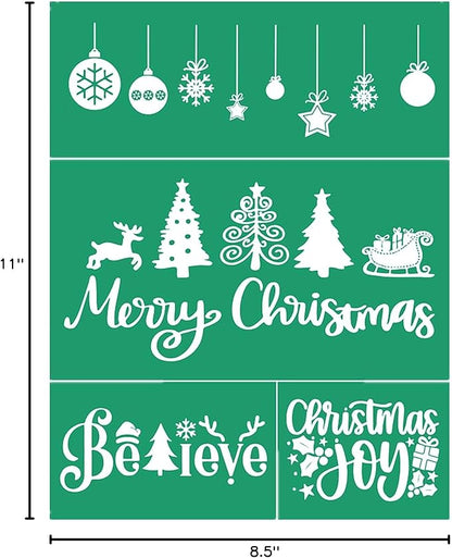 JAJADO JAAJDO Merry Christmas Silk Screen Transfers Christmas Tree Silk Screen Stencils Xmas Bell Ornaments Screen Printing Stencils for Christmas Party Decorations, Coffee Shop, Office, School, Home