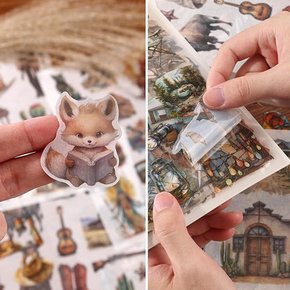 Egypt Travel Scrapbook Stickers 20 Sheets 240 Pre-Cut Washi Stickers PET Transparent Desert Book Sticker for journaling Decorative or DIY Paper Crafts Arts and Crafting Projects
