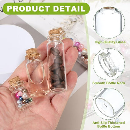 uxcell 6Pcs Mini Glass Bottles with Cork Stoppers, 50ml Small Clear Bottles Glass Empty Jars Vials for DIY Crafts Party Wedding Decor Favors