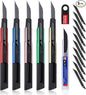 WORKPRO Premium Utility Knife Retractable Snap-off Blade, Heavy Duty Aluminum Box Cutter Set, Razor Knife Exacto Craft Knives, with 10 Extra 9mm Blades, Pack of 5