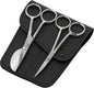 Small Embroidery 4.5 Inch Scissors Set of 2 Kit - Mini Double Bend Offset Duckbill and Double Bend Long Applique Needlepoint Blade with Pouch Sleeve (Polished)