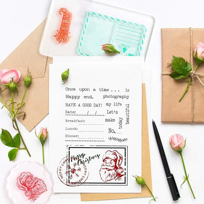 Whaline Large Acrylic Stamp Block Clear Stamping Tools Set with Grid Lines for Art Crafts Scrapbooking, 4 Pack