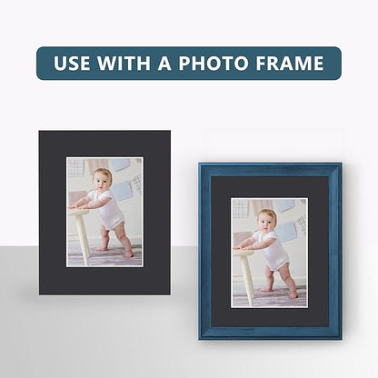 Somime 10 Pack 11x14 Black Picture Mat Kit for 8x10 Photo with White Core Bevel Cut Mattes Sets - Includes 10 Acid Free Pre Cut Mats & 10 Backings & 10 Print Sleeve Bags
