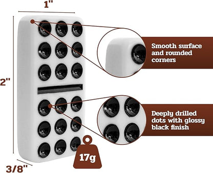 Alex Cramer The Nines Double 9 Domino Set - American-Made Solid Walnut Case Holds Our 55-Piece Domino Set for Adults