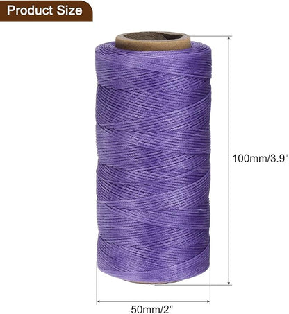 uxcell 150D 0.8mm Flat Waxed Thread 284 Yards Polyester Leather Sewing Waxed String Hand Stitching Waxed Cord for Leather Stitching Sewing Bookbinding DIY Craft Light Purple