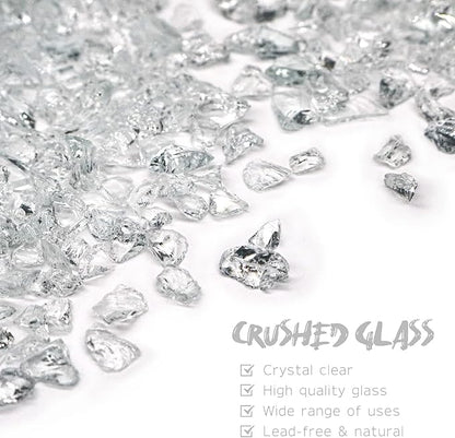 Crushed Glass for Resin Art, Broken Glass Pieces for Crafts Vase Filler Home Decorations,Crushed Glass for Crafts,3-6mm,1.5 Pound (Crystal/Transparent)