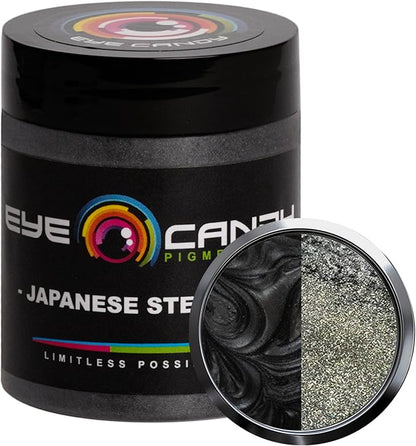 Eye Candy Pigments Premium Grey Mica Powder - Japanese Steel Grey (25gr) - for Epoxy, Resin, Soap, Paint, Woodworking, Acrylic Pouring, Bath Bombs, Fishing Lures - DIY Arts and Crafts Additive