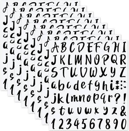 Outus 576 Pieces 8 Sheets Letters Stickers Self Adhesive Vinyl Letter Alphabet Number Stickers Mailbox Numbers Sticker, Decals for Classroom Decor, Sign, Door(Black,1.5 Inch)