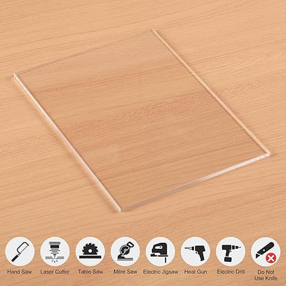 Clear Acrylic Sheet 5" x 7" Cast Plexiglass Panel 1/8" Thick (3mm) Transparent Plastic Board for Sign, Craft, Display Projects, Laser Cutting, Engraving, Pack of 2