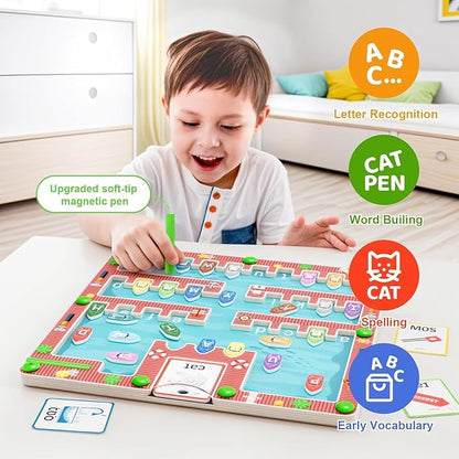 Magnetic Alphabet Maze,Montessori Magnetic Maze Board,Alphabet Puzzle Toddler Toys for Ages 2-4,Toddler Preschool Learning Toys