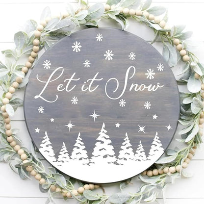Christmas Stencils for Painting on Wood 12" Christmas Stencils for Crafts Reusable Xmas Holiday Stencil for Door Mats Round Hanger Fabrics Decor