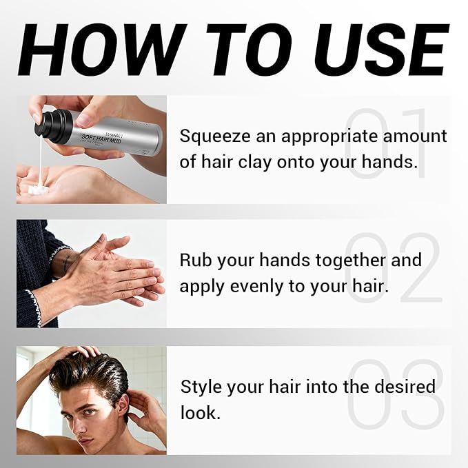 Pomade For Men, Fragrant Strong Hold Hair Clay, Natural Nourishing Hair Wax, Easy Wash Matte Hair Pomade For Men, Suitable For All Hairstyles (1.76 oz + 1.76 oz Replacement)