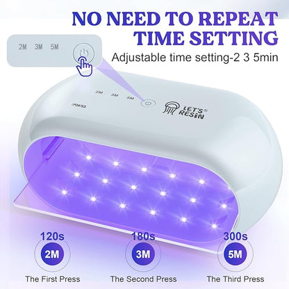 LET'S RESIN UV Light Advanced,Two-Sided Longer time Setting(2m,3m,5m) UV Resin Light with 36 LED Beads, Large Size UV Lamp for Resin Curing,Resin Molds,DIY Craft Decor(Grey Green)